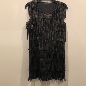 Leather fringe dress